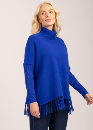 Mudflower Roll Neck Tassel Hem Jumper